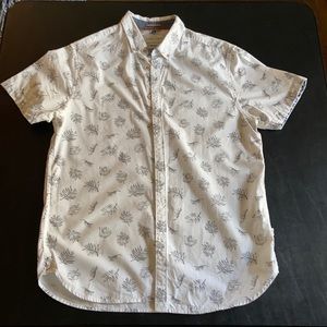 Denim & Flower Palm Leaf Botanical white button up